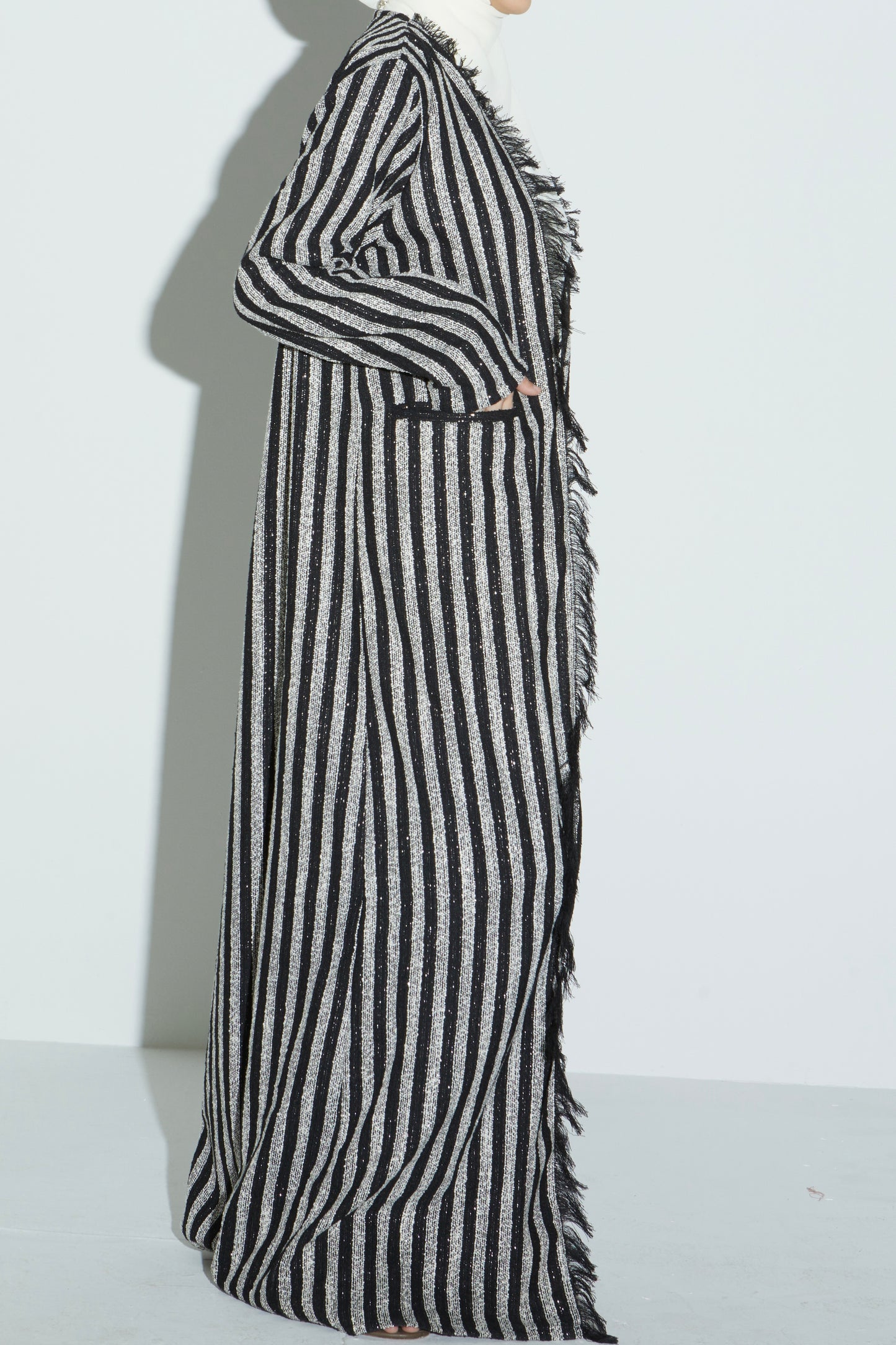 Stripe Eyelash Tweed Abaya
