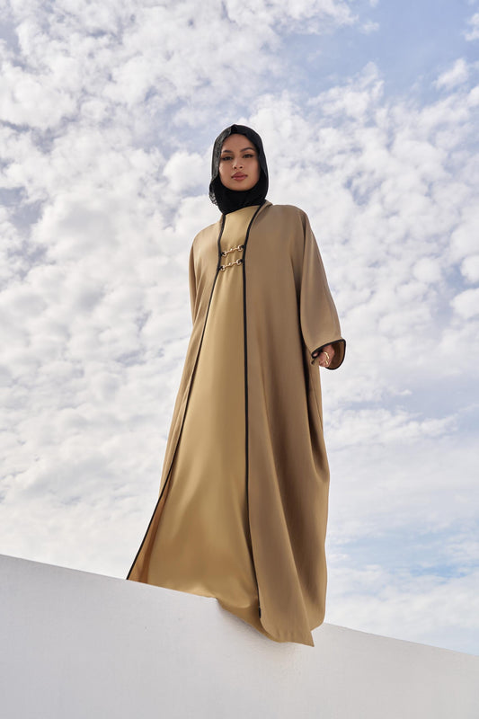 Buckle Abaya Set (Gold Brown)