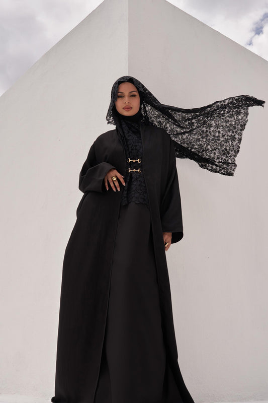 Buckle Abaya Set (Black)