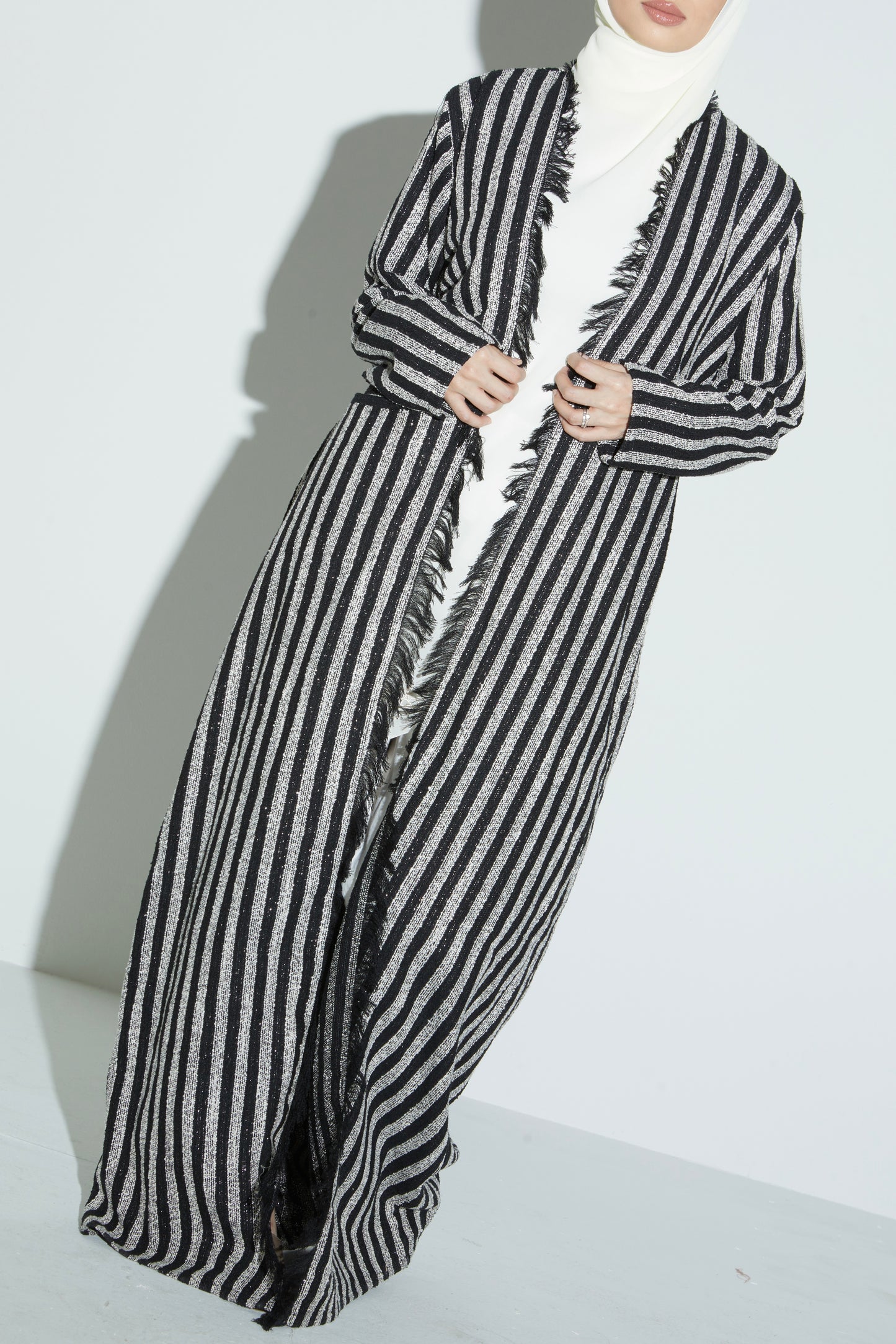 Stripe Eyelash Tweed Abaya