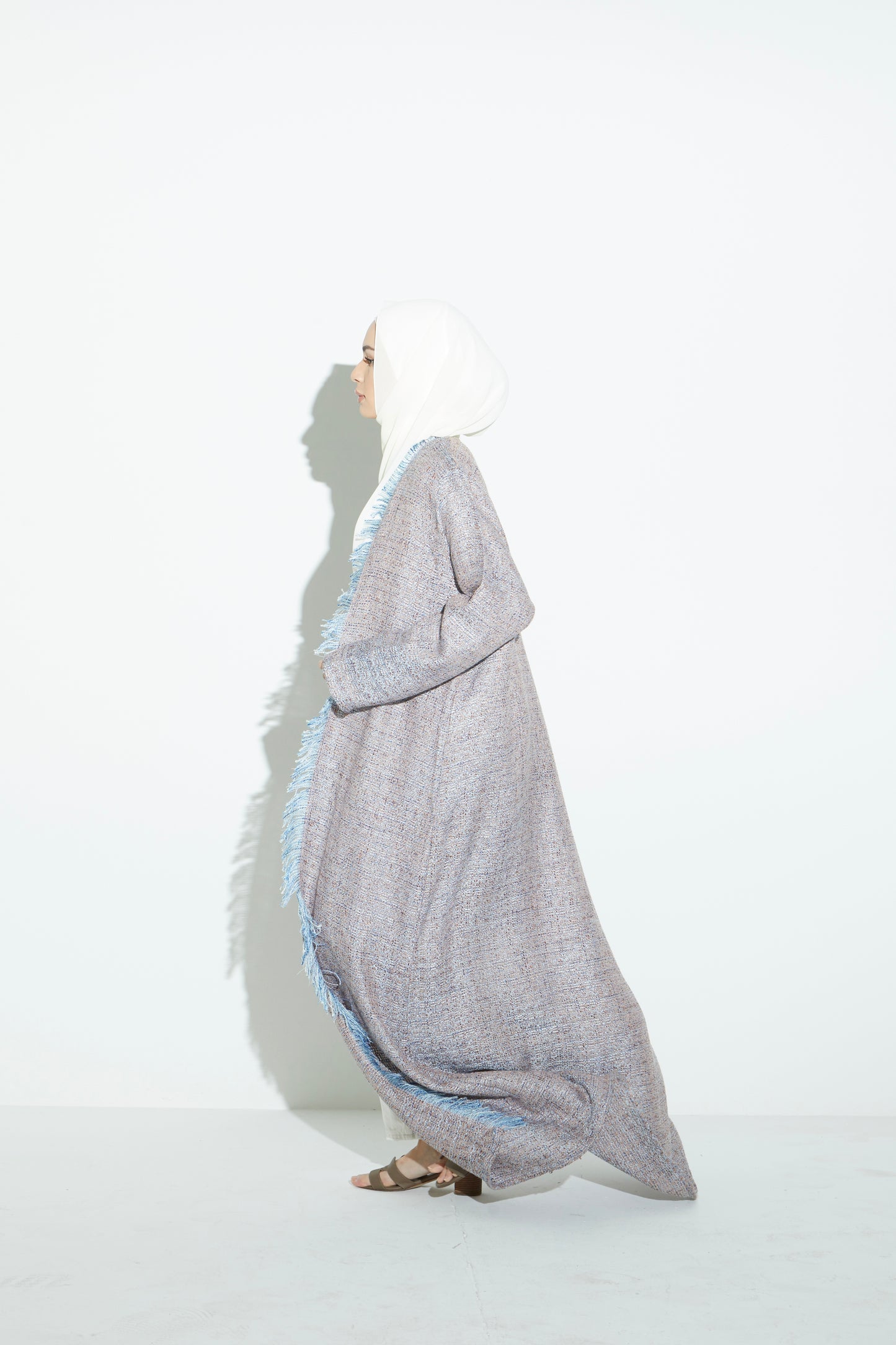 Blue Eyelash Tweed Abaya