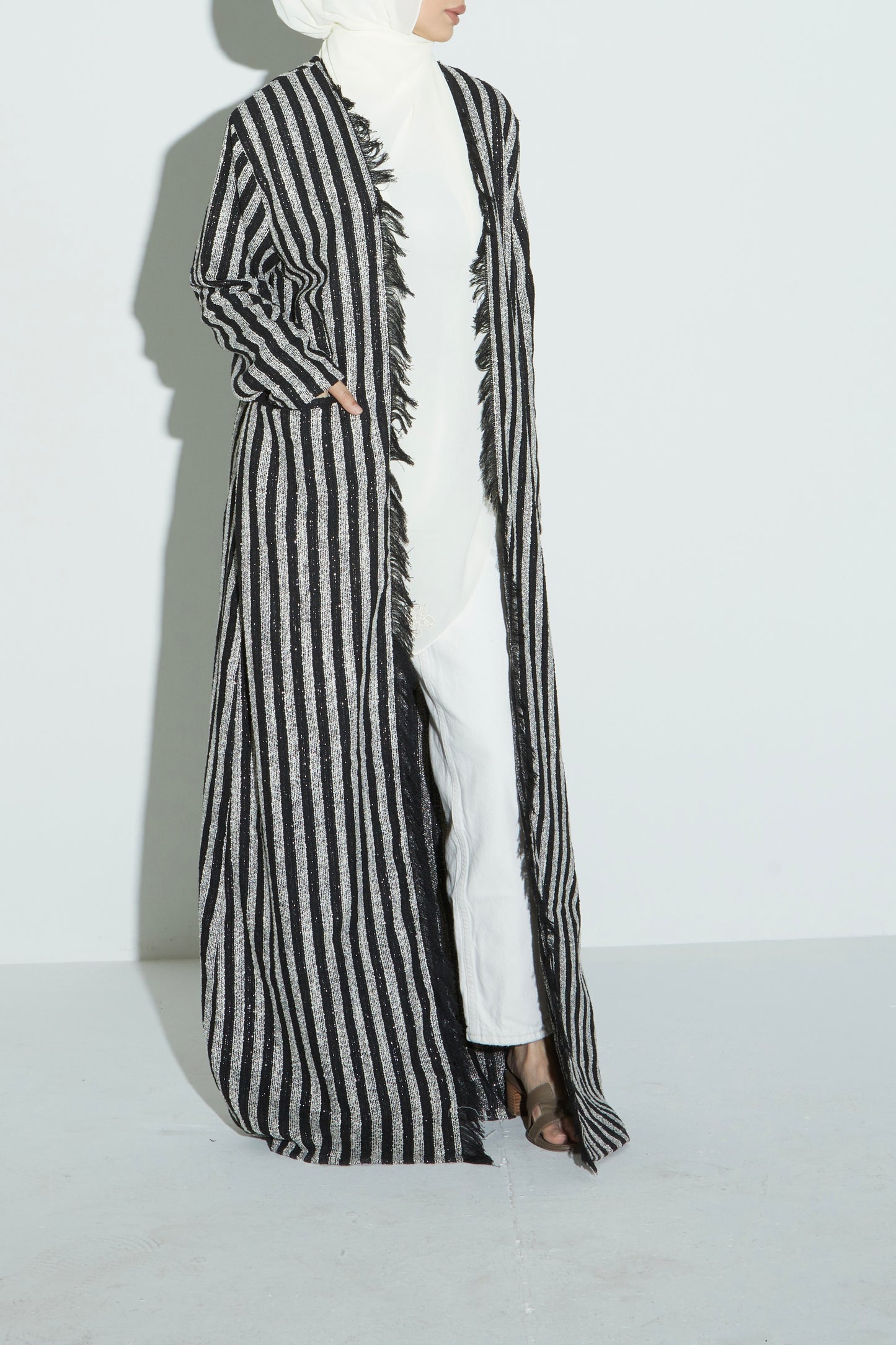 Stripe Eyelash Tweed Abaya