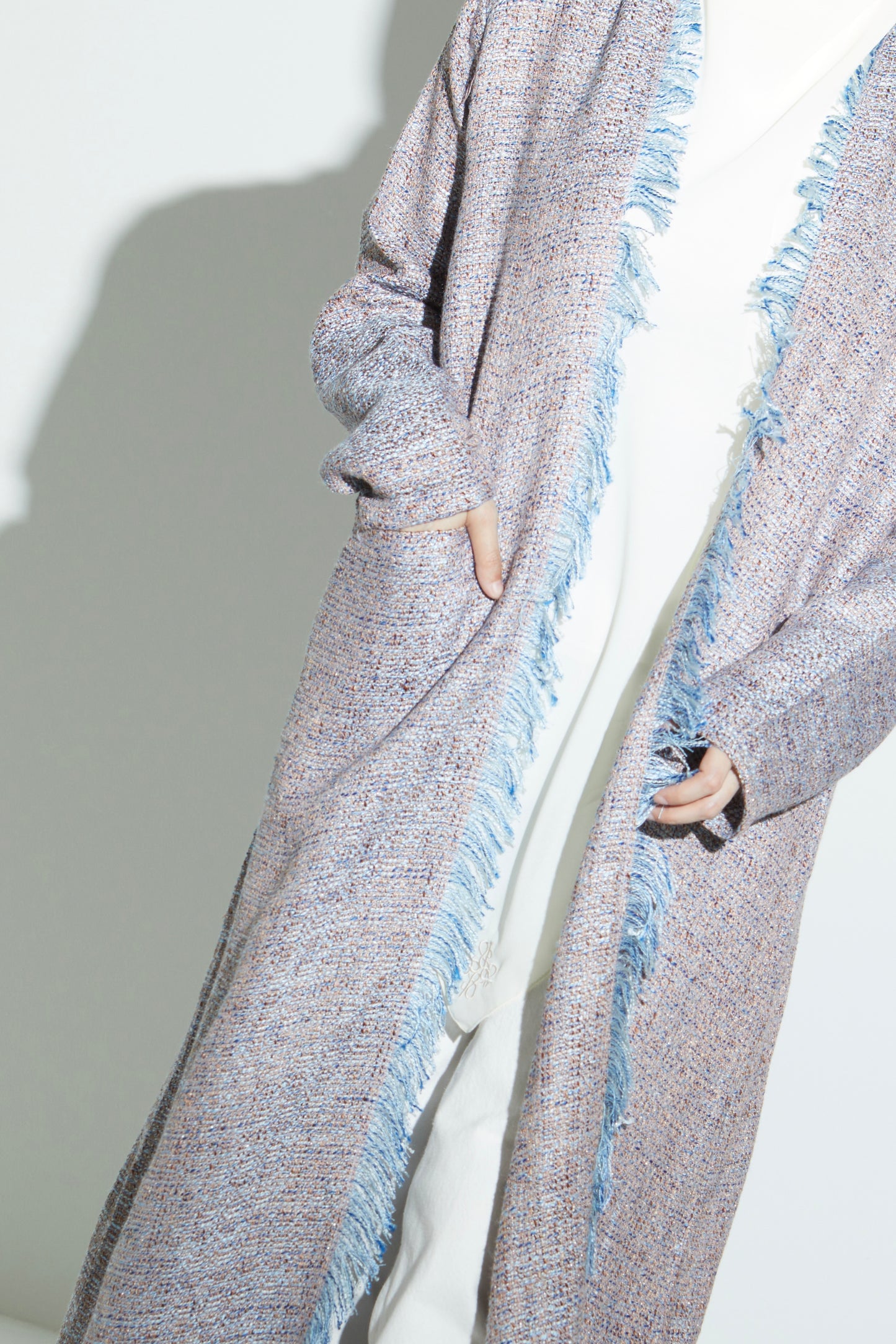 Blue Eyelash Tweed Abaya