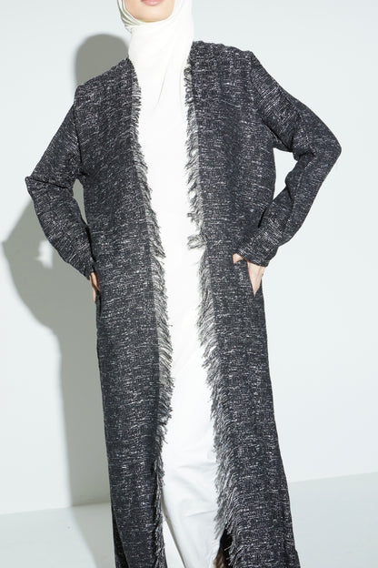 Black Eyelash Tweed Abaya