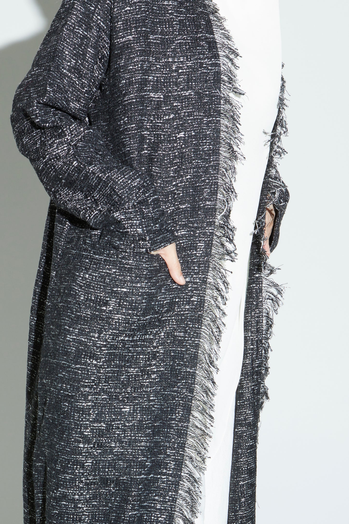 Black Eyelash Tweed Abaya