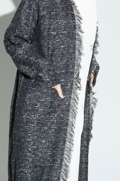 Black Eyelash Tweed Abaya
