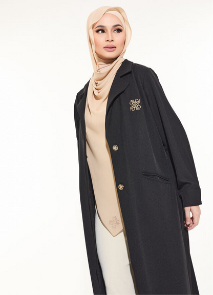 Twill Abaya Blazer (Black)