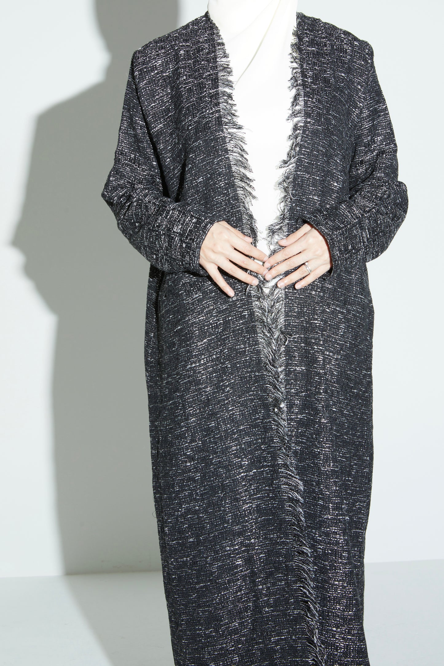 Black Eyelash Tweed Abaya