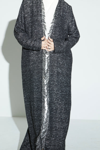 Black Eyelash Tweed Abaya