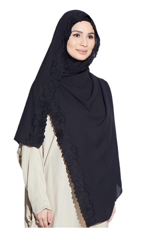 Amara Floral Embroidery (Black)