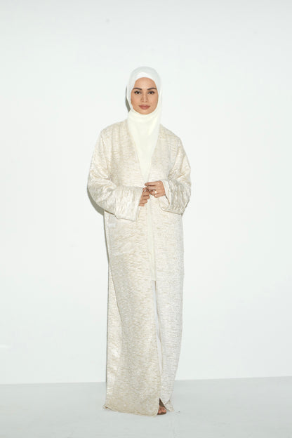 Ivory Tweed Abaya