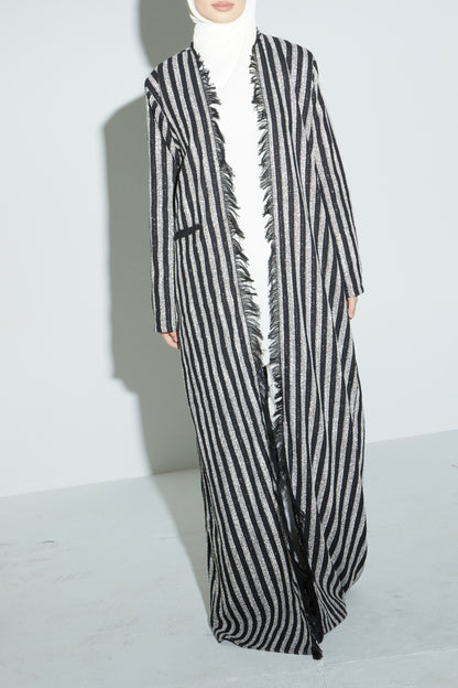 Stripe Eyelash Tweed Abaya