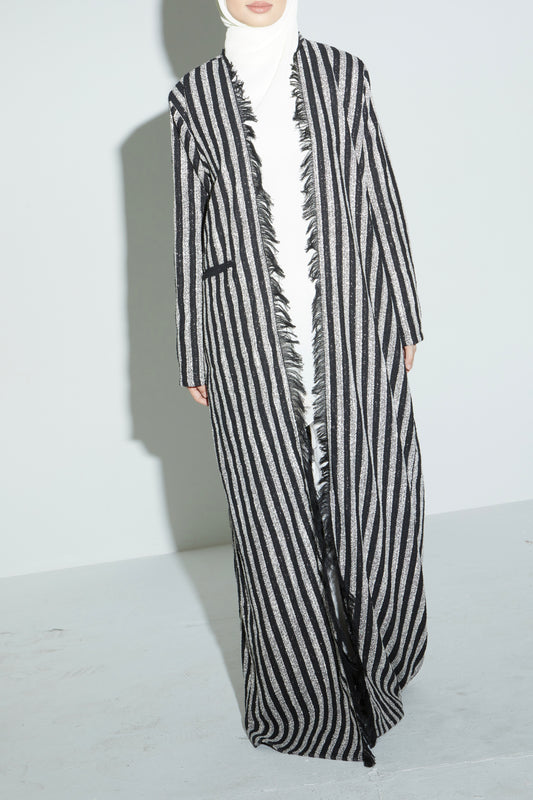 Stripe Eyelash Tweed Abaya