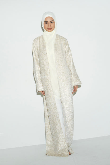 Ivory Tweed Abaya