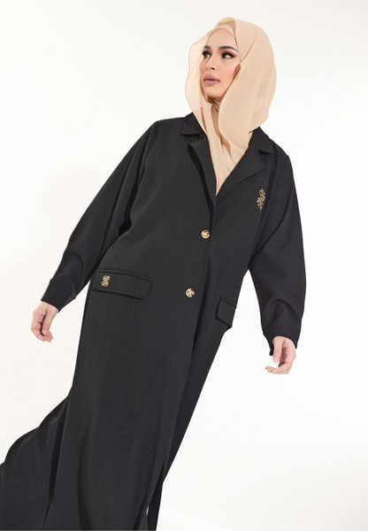 Twill Abaya Blazer (Black)