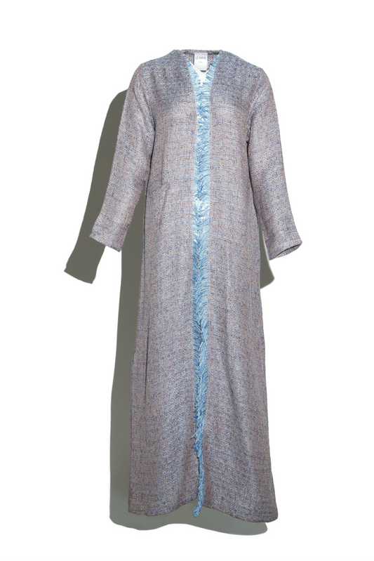 Blue Eyelash Tweed Abaya