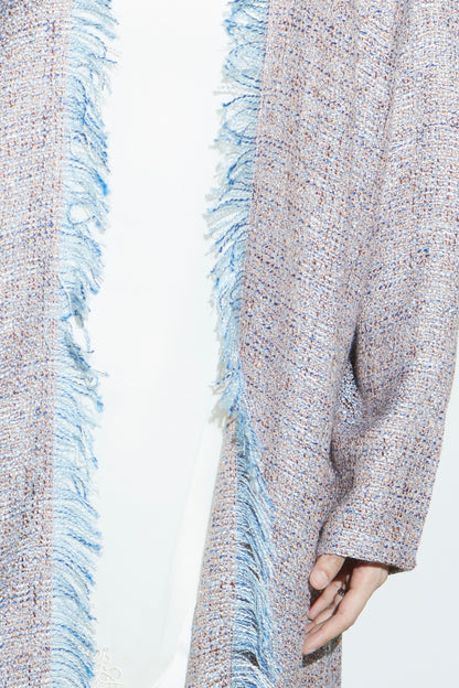 Blue Eyelash Tweed Abaya
