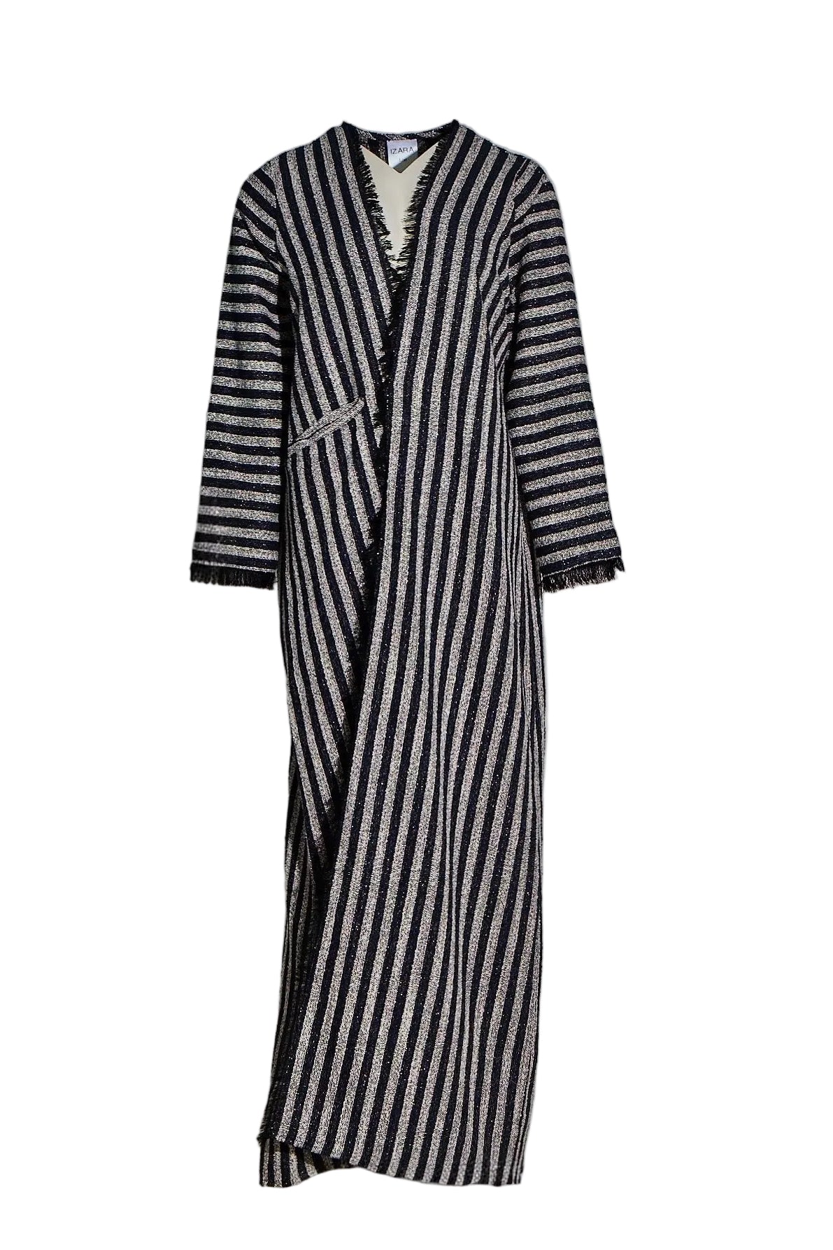 Eyelash Stripe Tweed Abaya (BlueBlack)