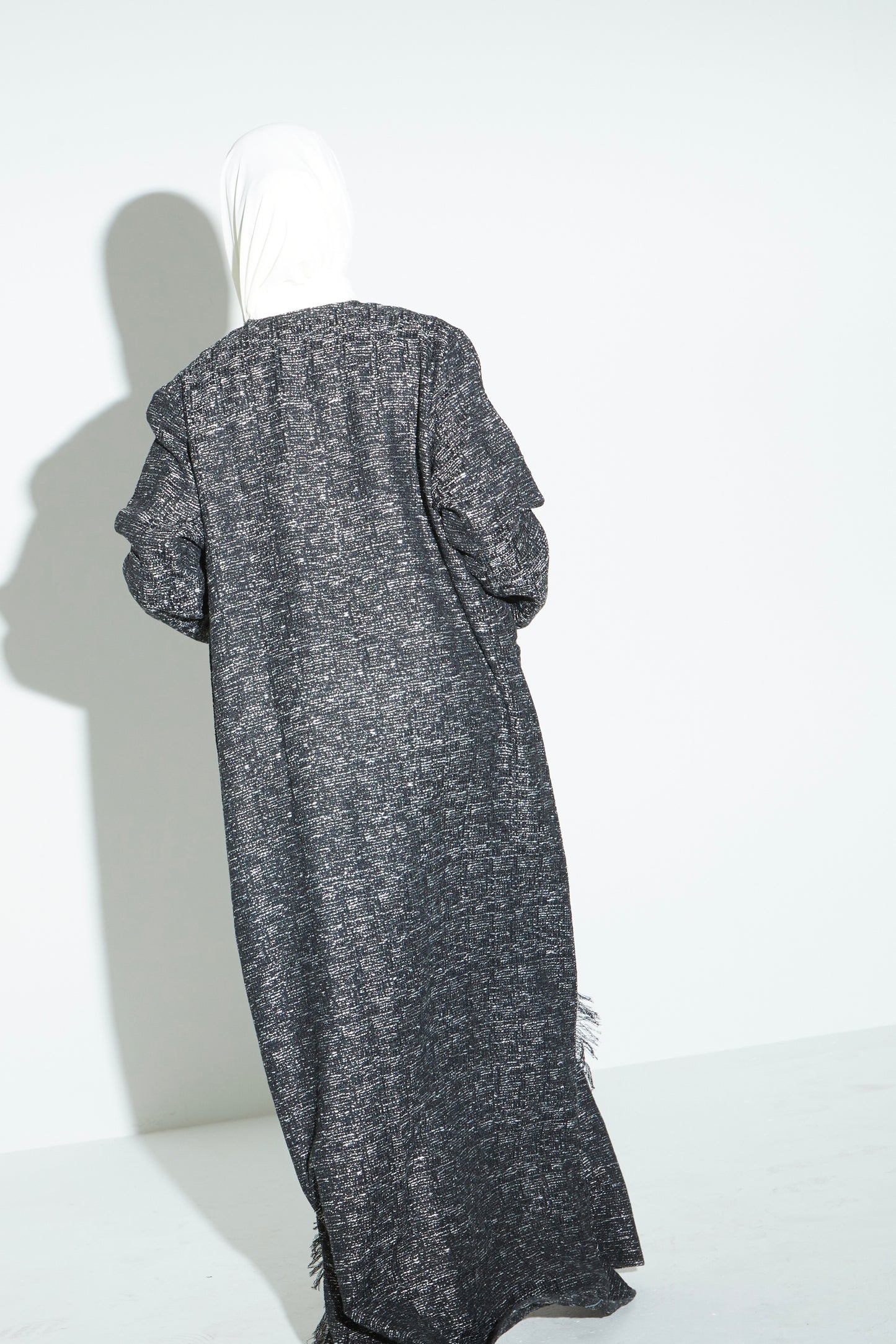 Black Eyelash Tweed Abaya