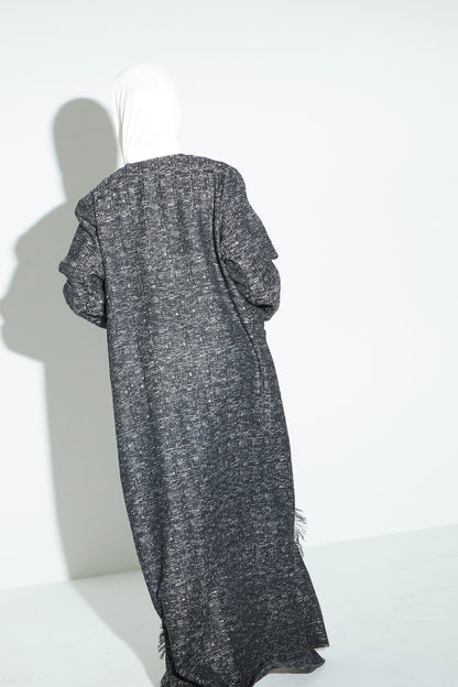 Black Eyelash Tweed Abaya