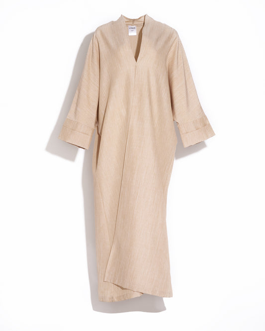 Plain Linen Abaya (Beige)