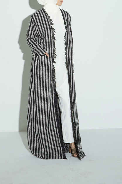 Stripe Eyelash Tweed Abaya
