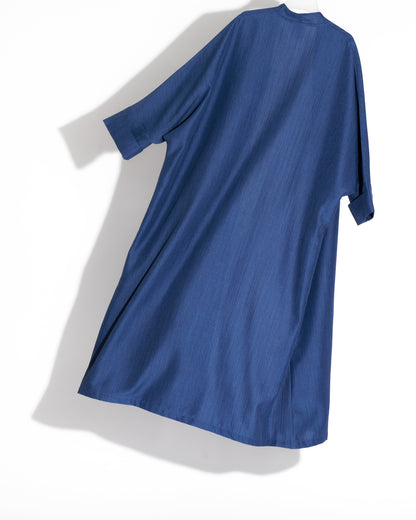 Plain Linen Abaya (Blue)