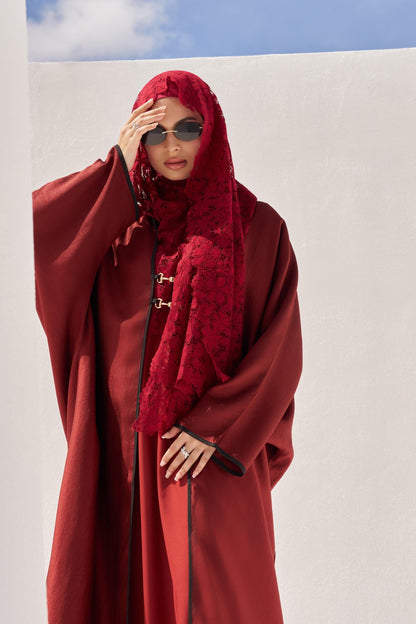 Buckle Abaya (Burgundy)