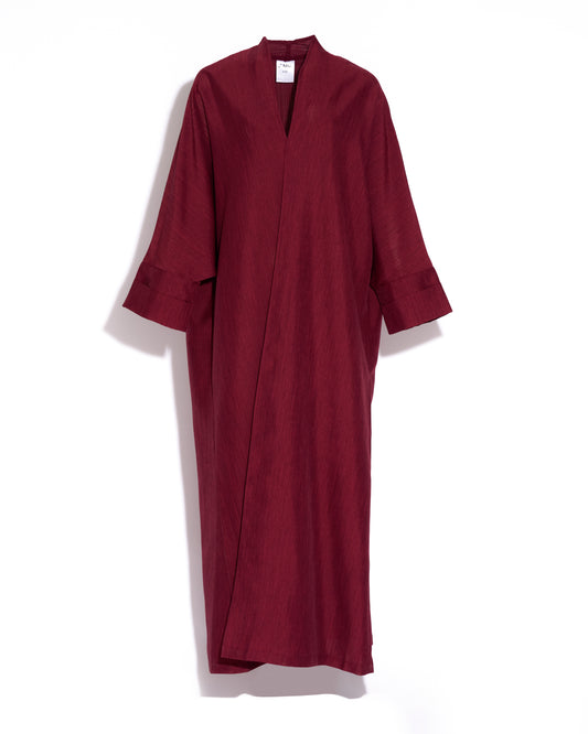 Plain Linen Abaya (Burgundy)