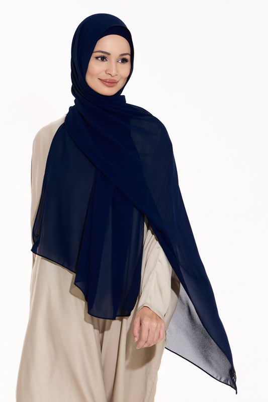 Amara Plain Chiffon (Dark Blue)