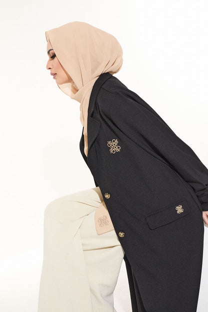 Twill Abaya Blazer (Black)